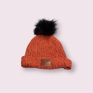 Women's Love Your Melon Orange Knit Hat with Black Pom-Pom